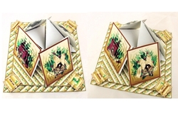 Gold Christmas bells quad easel card.