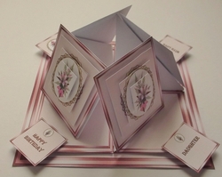 Pink lilies quad easel card.