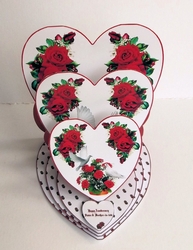 Triple heart easel card with matching envelope. Wedding or Anniversary.