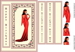 A5 beautiful brunette lady card front.