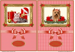 Framed cat and dog A5 Christmas card fronts.