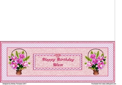 Pink lily baskets large DL card (Mum)