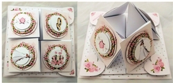 Pink roses wedding day quad easel card.