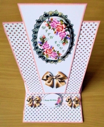 Peach floral triangle easel card.
