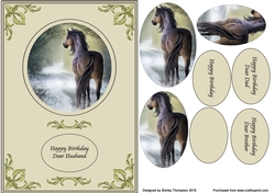 A5 horse step by step card front