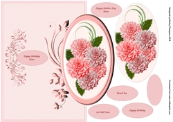 Large pink floral over the edge card front
