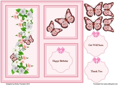 Pink floral 8 x 8 quick card front.