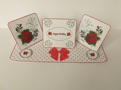 Red rose triple easel card.