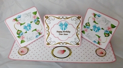 Pink floral triple easel card.