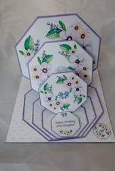 Anemone octagonal triple easel card with matching envelope