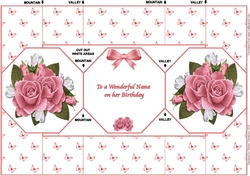 Pink roses octagonal tri-fold card (Nana)