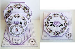 Garden fairy octagonal triple easel card with matching envelope.