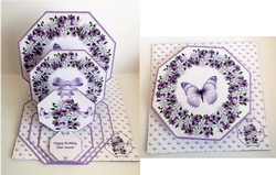 Lilies octagonal triple easel card with matching envelope.