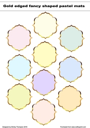 10 gold edged fancy shaped pastel coloured mats