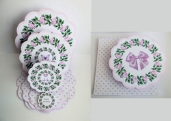 Floral scalloped triple easel card with matching envelope.