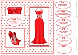 8 x 8 ladies red dress card front