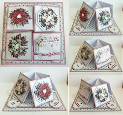 Merry Christmas wreaths quad easel card