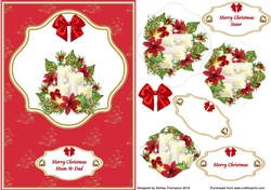 A5 Red Christmas candles card front.
