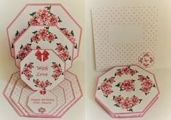 Salmon pink octagonal triple easel card