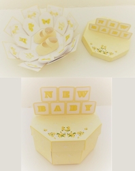 Gender neutral new baby exploding box card