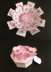 Shocking pink 3D butterflies exploding box card
