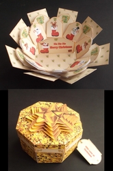 Gold sparkly Santas boot peepers exploding box card