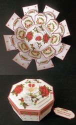 Red & white Christmas roses exploding box card