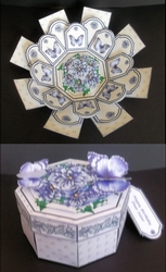 Blue daliah and 3D butterflies exploding box card