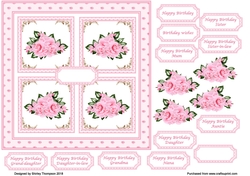 Pink roses 8 x 8 card front