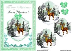 A5 deer in the snow step by step card front (Husband)