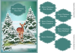 A5 deer in a snowy forest quick card front