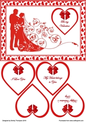 A5 red and white Valentines day quick card front
