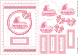 A5 new baby girl step by step card front