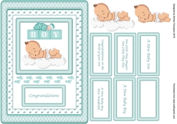 A5 new baby boy step by step card front
