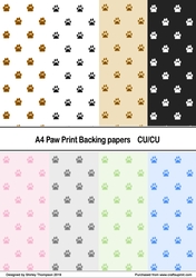 8 A4 paw print backing papers