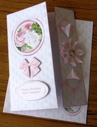 Pink roses t.bag fold card with matching envelope
