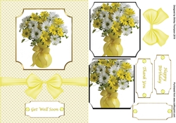 A5 yellow flower vase step by step card front