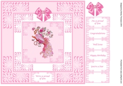 8 x 8 pink proud peacock quick card front