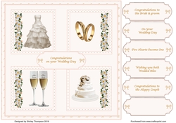 Shades of peach 8 x 8 wedding day quick card front