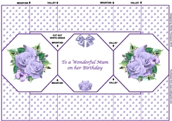 Lilac roses octagonal tri-fold card.