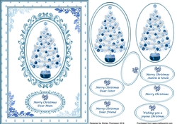 A5 step by step blue and white Christmas card front