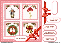 8 x 8 red snowflake Christmas quick card front