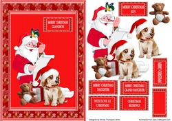 A5 Santa and puppy step by step card front