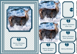 A5 deer in the snow step by step card front
