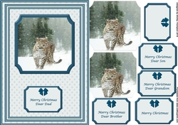 A5 leopard in the snow step by step card front