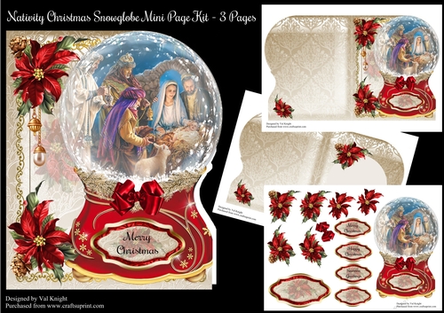 Nativity Christmas Snowglobe Shaped Mini Page Kit