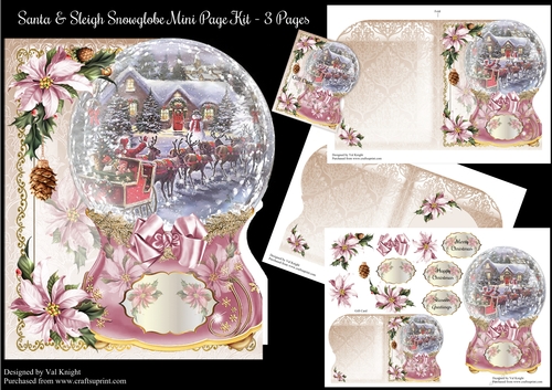 Santa & Sleigh Snowglobe Shaped Mini Page Kit
