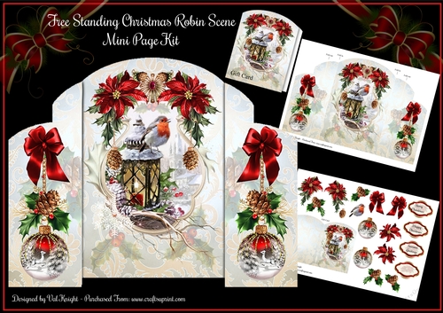 Free Standing Christmas Robin Scene Mini Page Kit