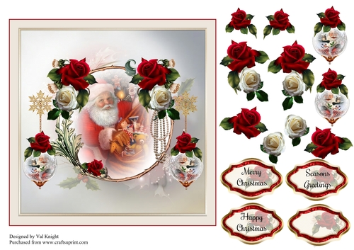 Santa Card Front With Decoupage