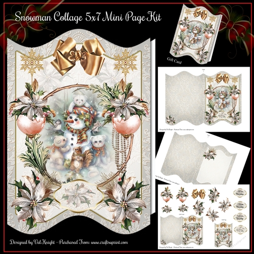 Snowman Collage 5x7 Christmas Mini Page Kit